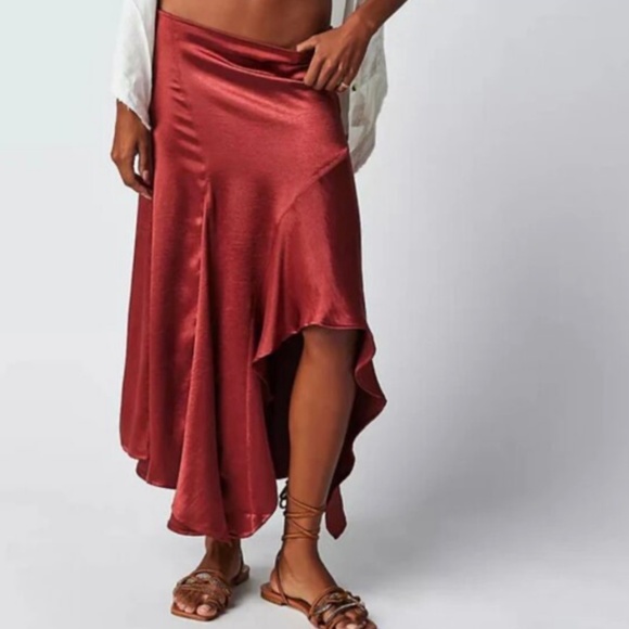 FREE PEOPLE Terracotta Sunrise Asymmetrical Skirt - Picture 2 of 7